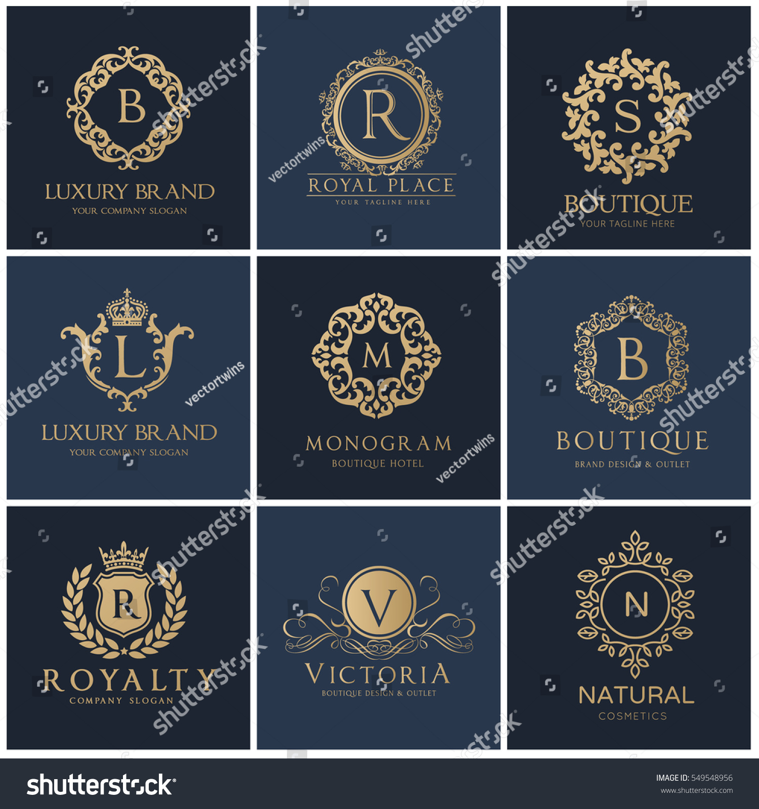 Crests Luxury Logo Set Royal Monogram Stock Vector (Royalty Free) 549548956