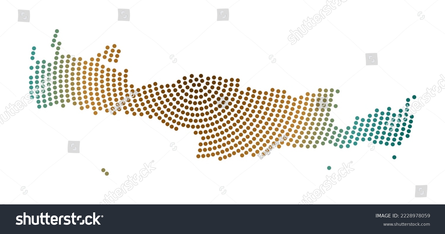 SVG of Crete dotted map. Digital style shape of Crete. Tech icon of the island with gradiented dots. Cool vector illustration. svg