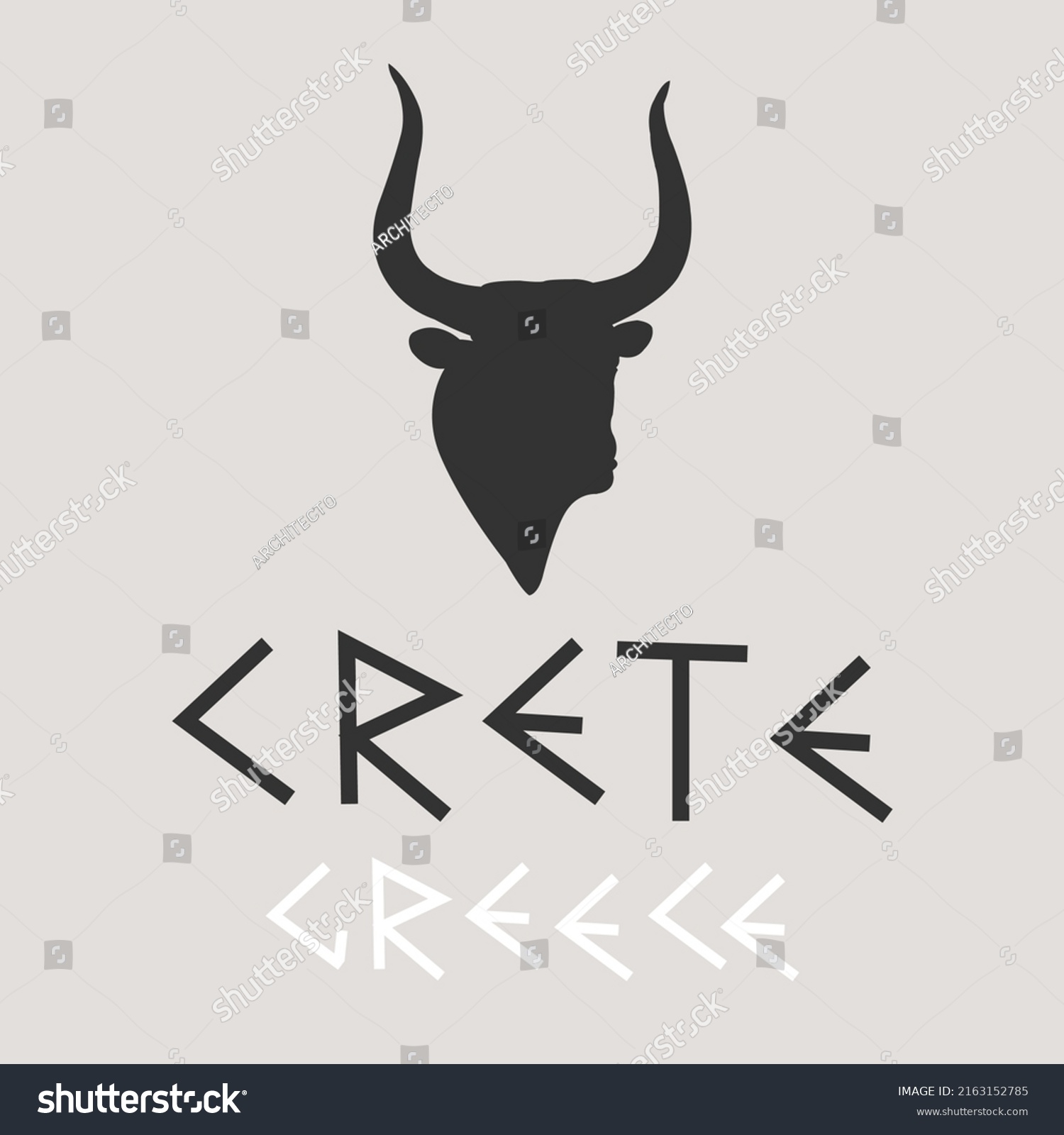 SVG of Crete Island in Greece Minotaur Head Vector Sign svg