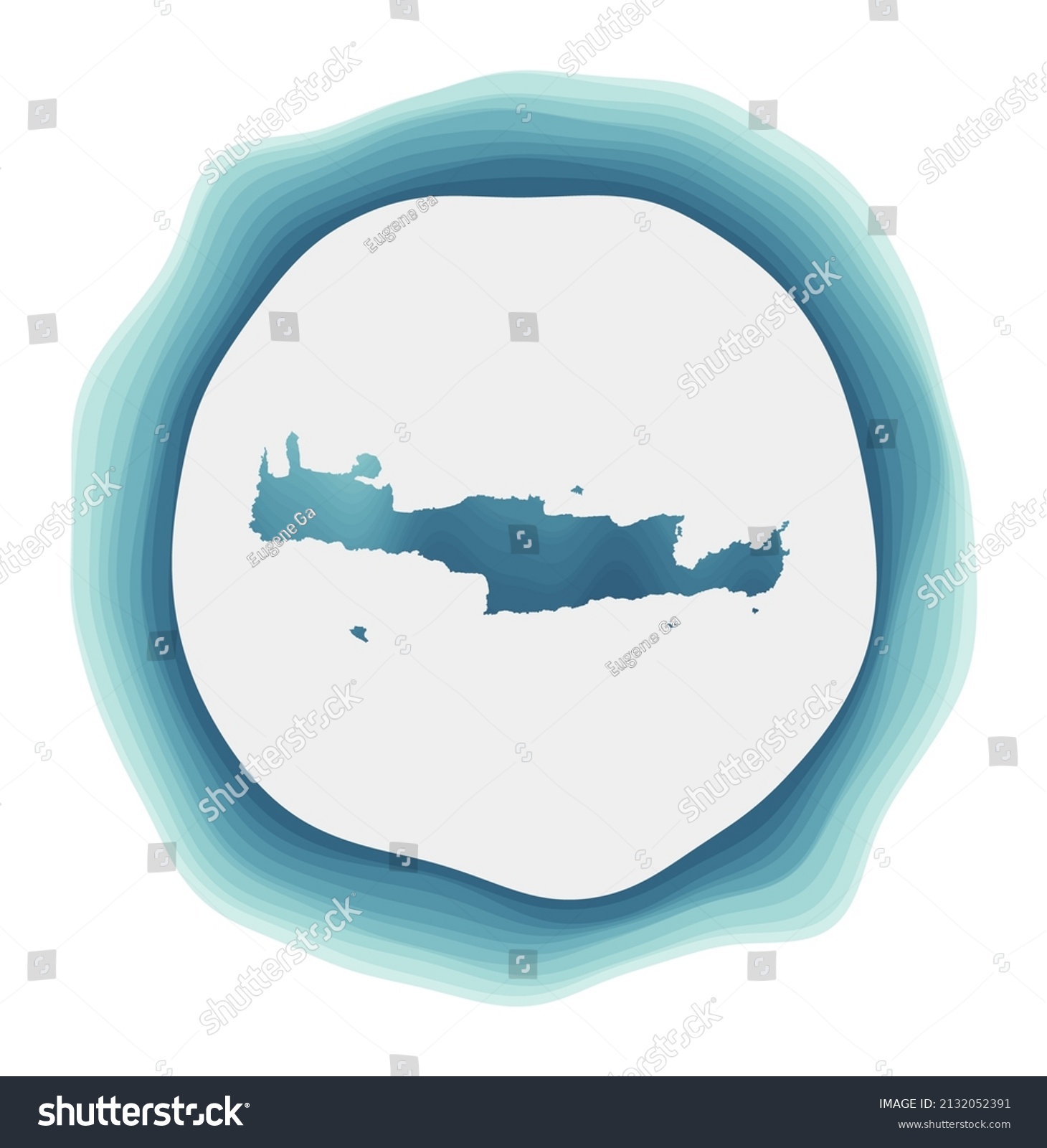 SVG of Crete logo. Badge of the island. Layered circular sign around Crete border shape. Cool vector illustration. svg