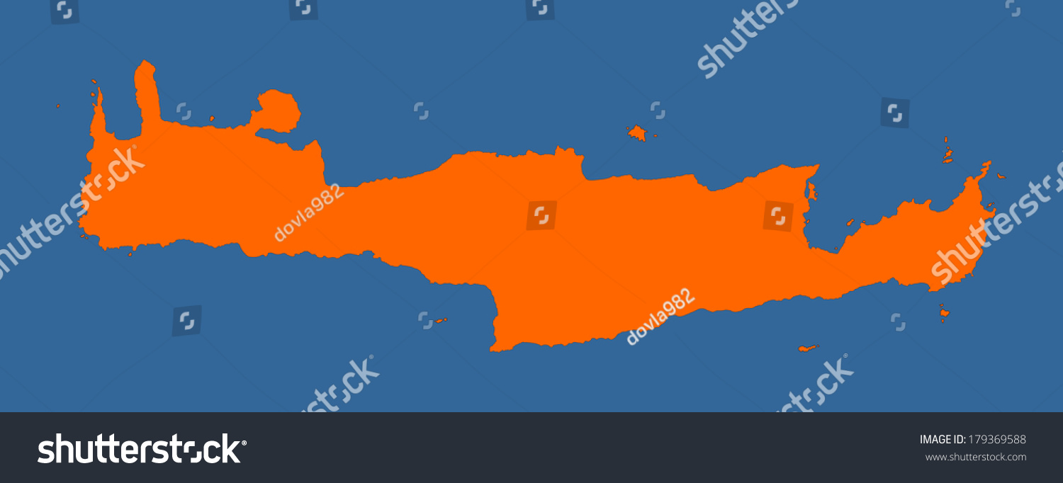 SVG of Crete vector map high detailed isolated. Orange illustration on see blue background. Mediterranean island. svg