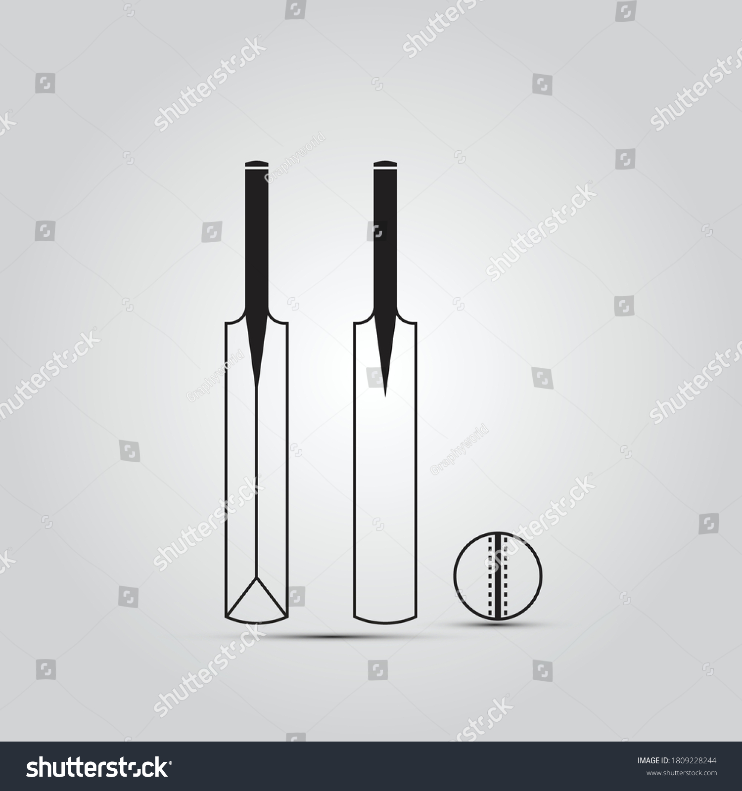 Cricket Bat Ball Icon Design Vector Stock Vector (Royalty Free