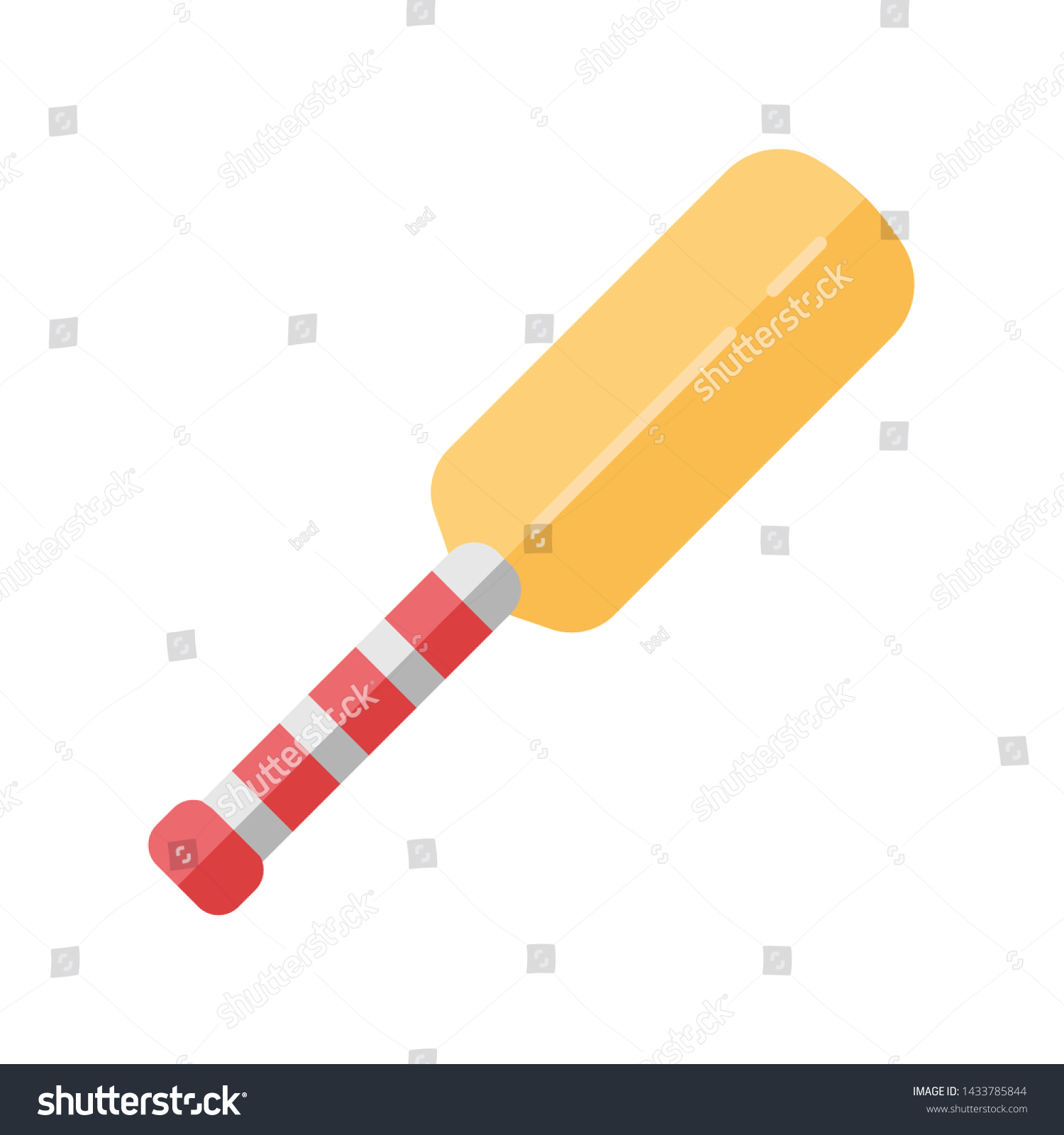 SVG of Cricket bat flat design long shadow color icon. Equipment for batsmen. Wooden block with long handle. Professional sports accessory. Game gear. Vector silhouette illustration svg