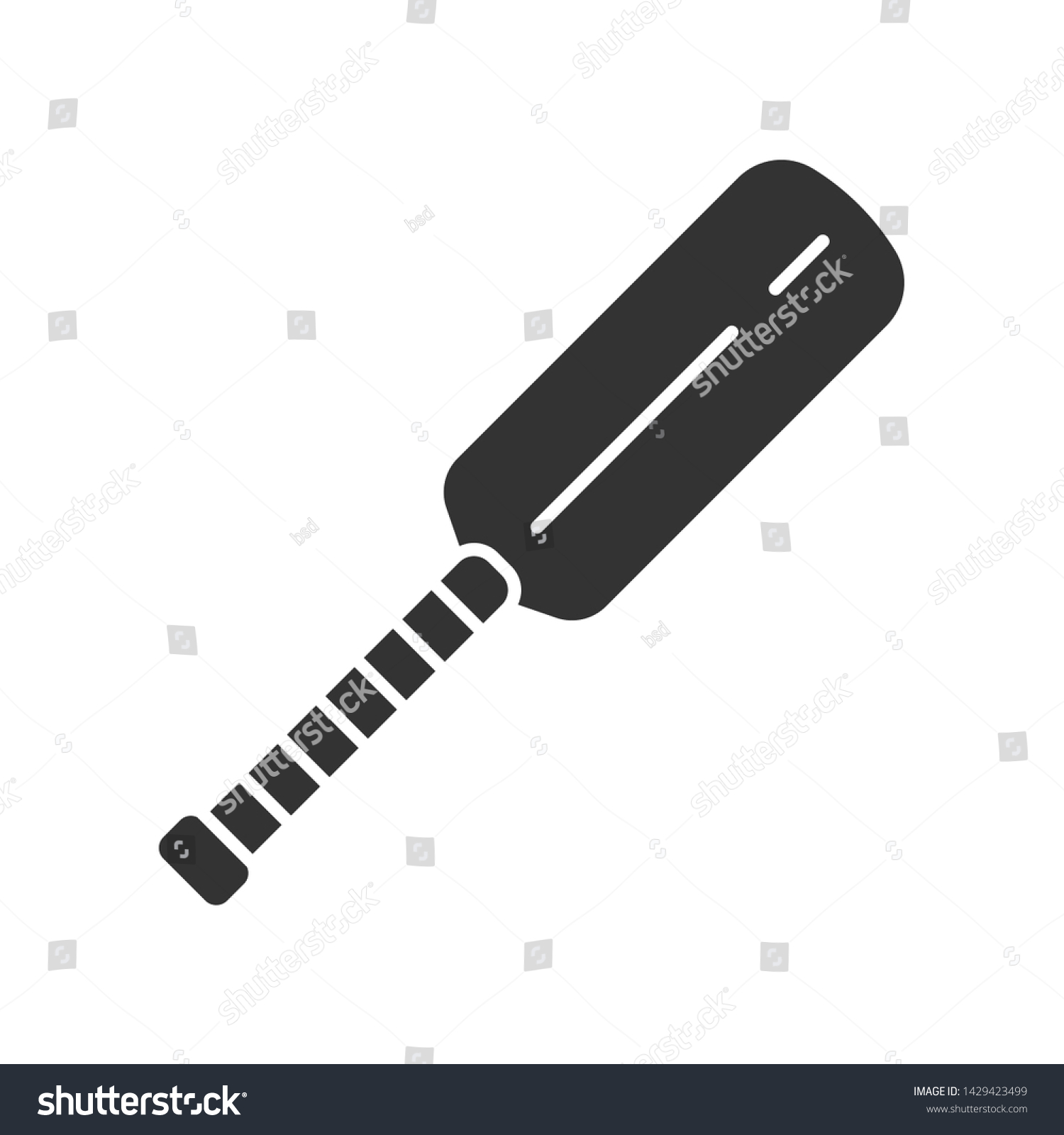 SVG of Cricket bat glyph icon. Equipment for batsmen. Wooden flat block with long handle. Professional sports accessory. Outdoor game gear. Silhouette symbol. Negative space. Vector isolated illustration svg