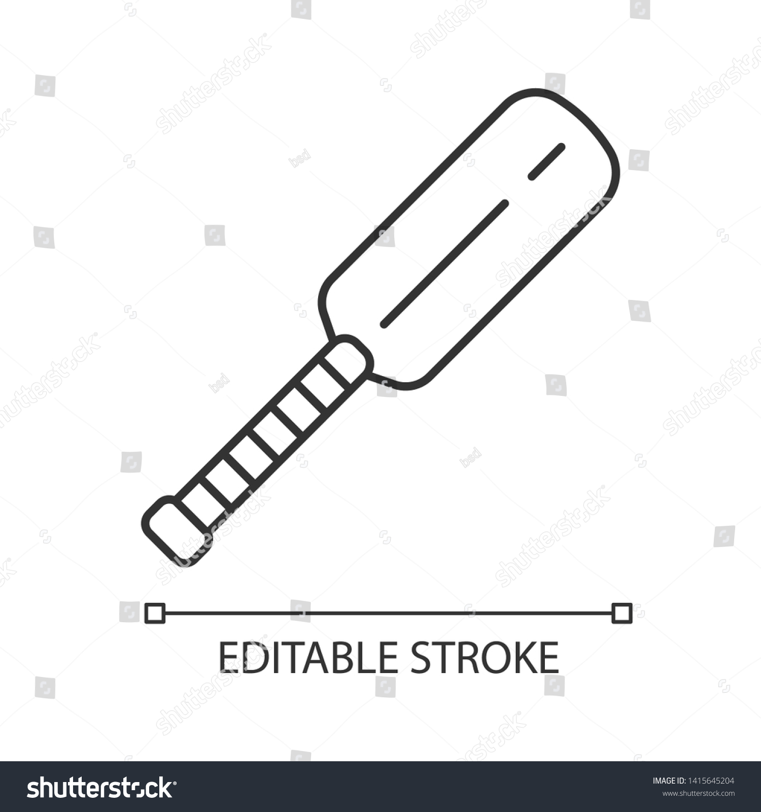 SVG of Cricket bat linear icon. Equipment for batsmen. Wooden flat block with long handle. International sport. Thin line illustration. Contour symbol. Vector isolated outline drawing. Editable stroke svg