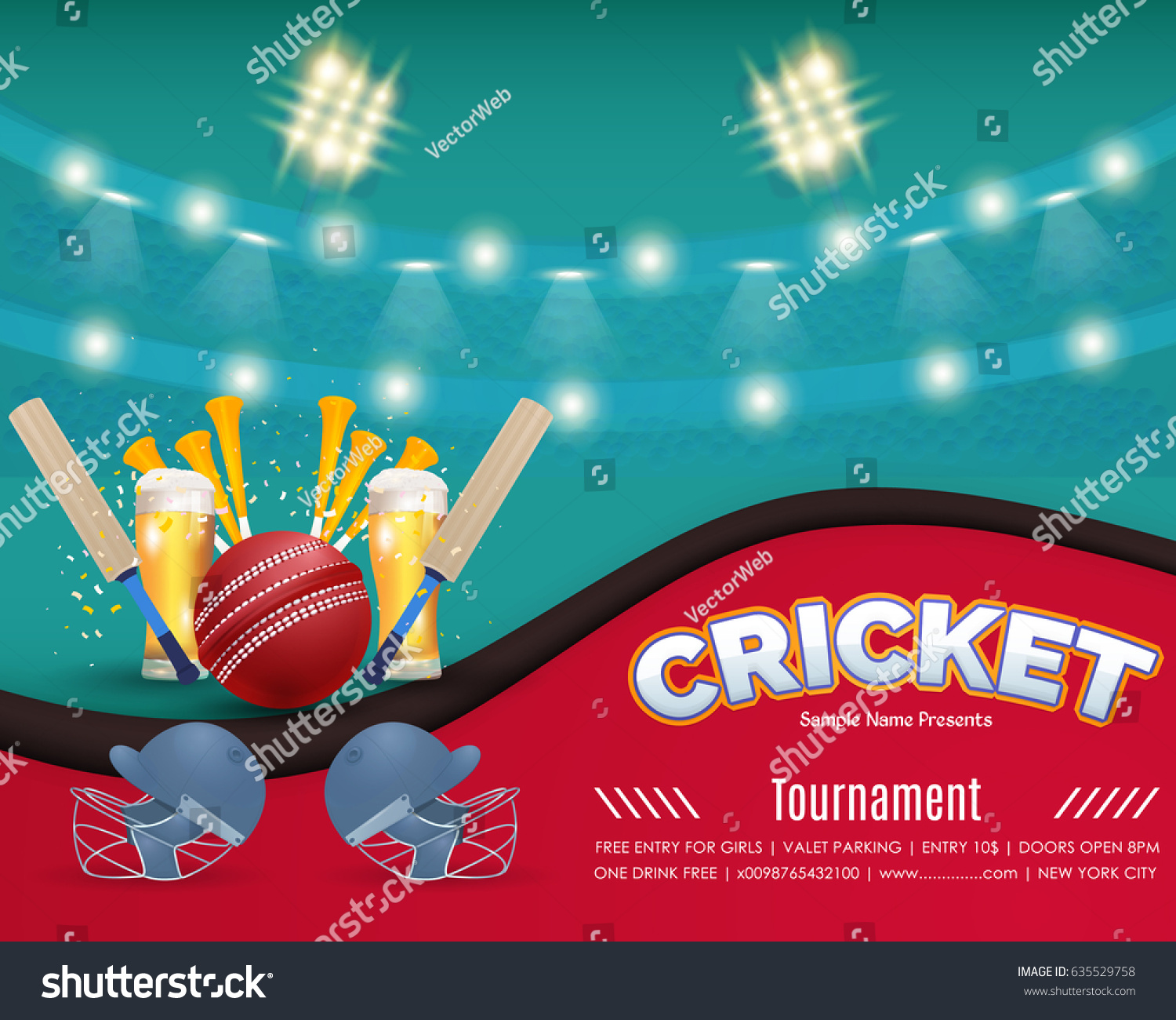 Cricket Event Poster Background Vector Design Stock Vector Royalty Free 635529758