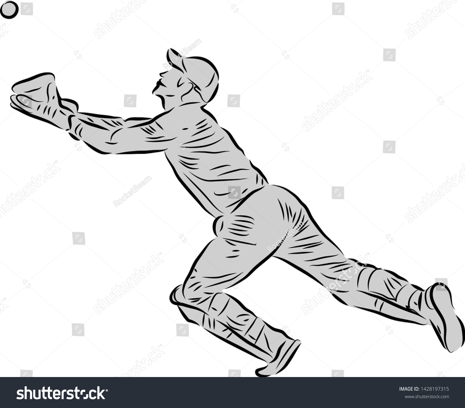 Cricket Fielding Action Vector Image Silhouette Stock Vector (Royalty ...