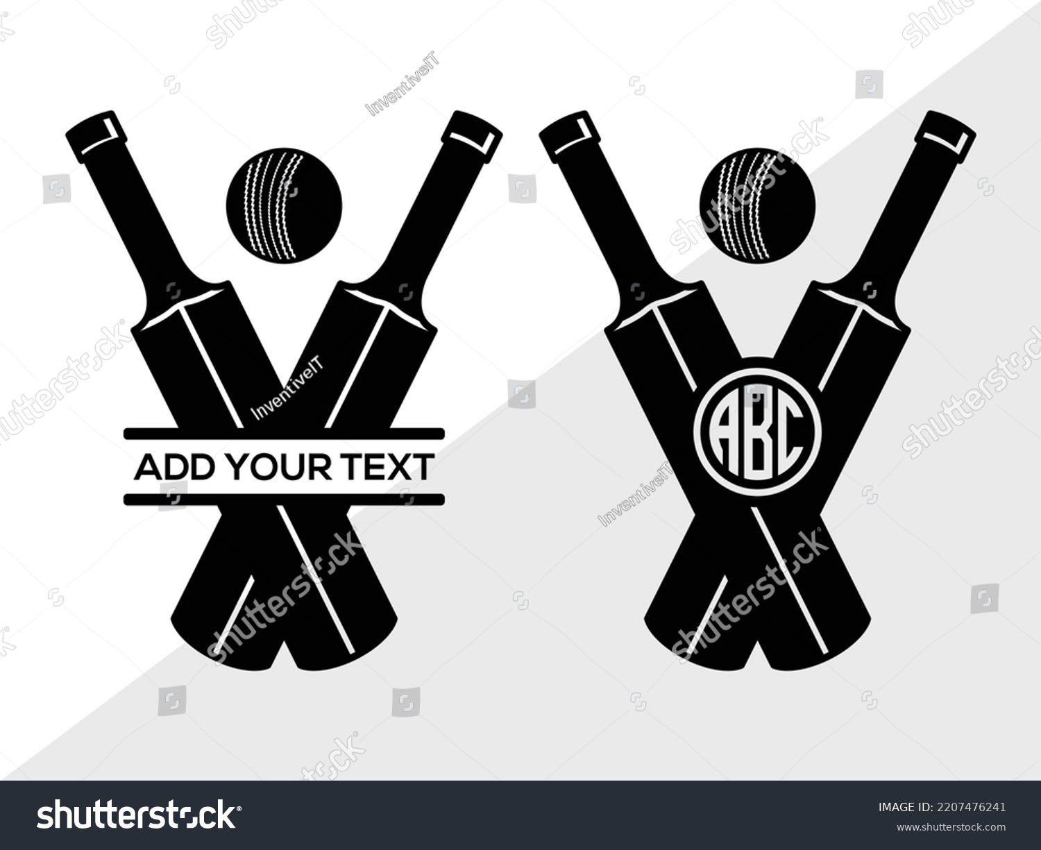 SVG of Cricket Monogram SVG Printable Vector Illustration svg
