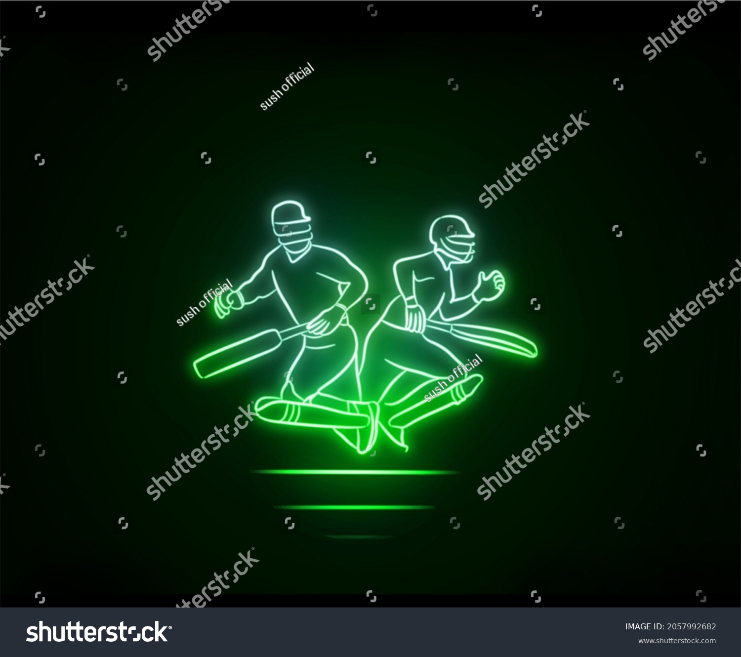SVG of cricket player neon two player running batsmen  svg