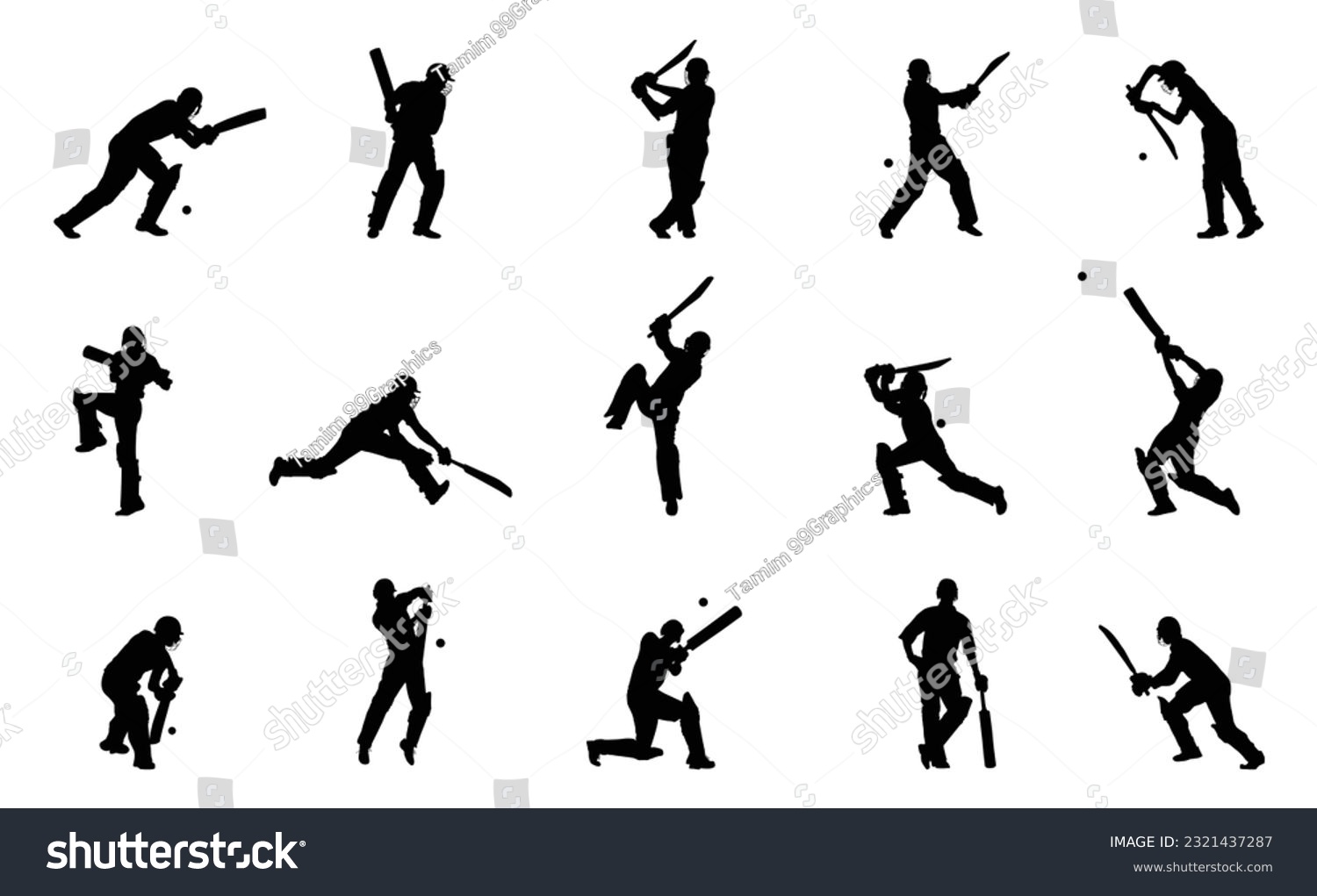 SVG of Cricket player silhouette, men's cricket batsman and male cricket player silhouette on white background. svg