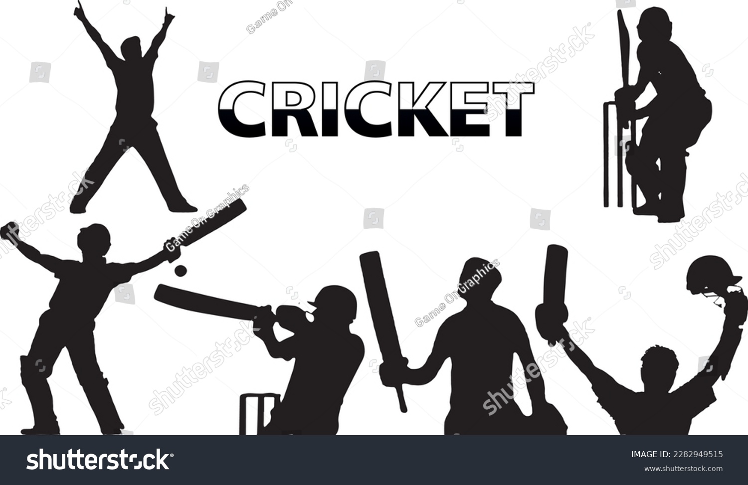 SVG of Cricket Players Silhouette Vector Set - Bowlers and Batsmen (EPS 10) svg