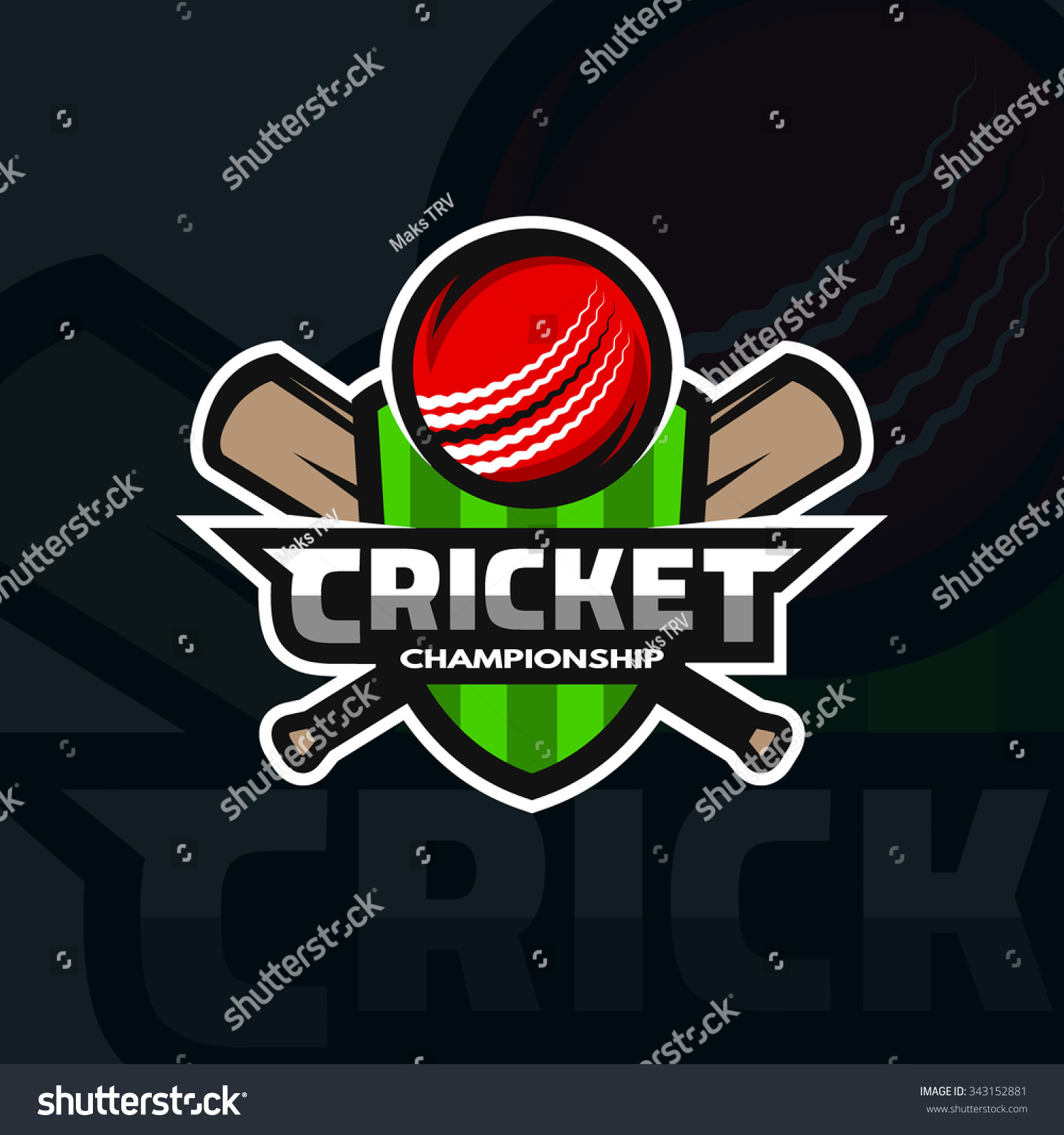 Cricket Sports Label, Badge, Emblem. The Ball And Bats On The ...