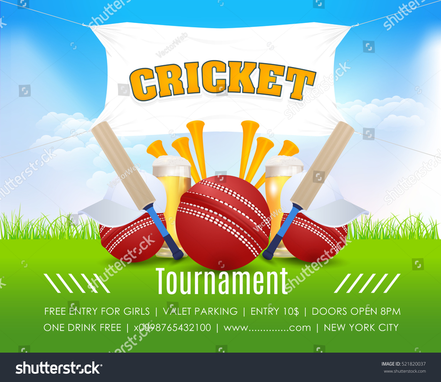 Cricket Vertical Poster Event Info Postcard Stock Vector 521820037 ...