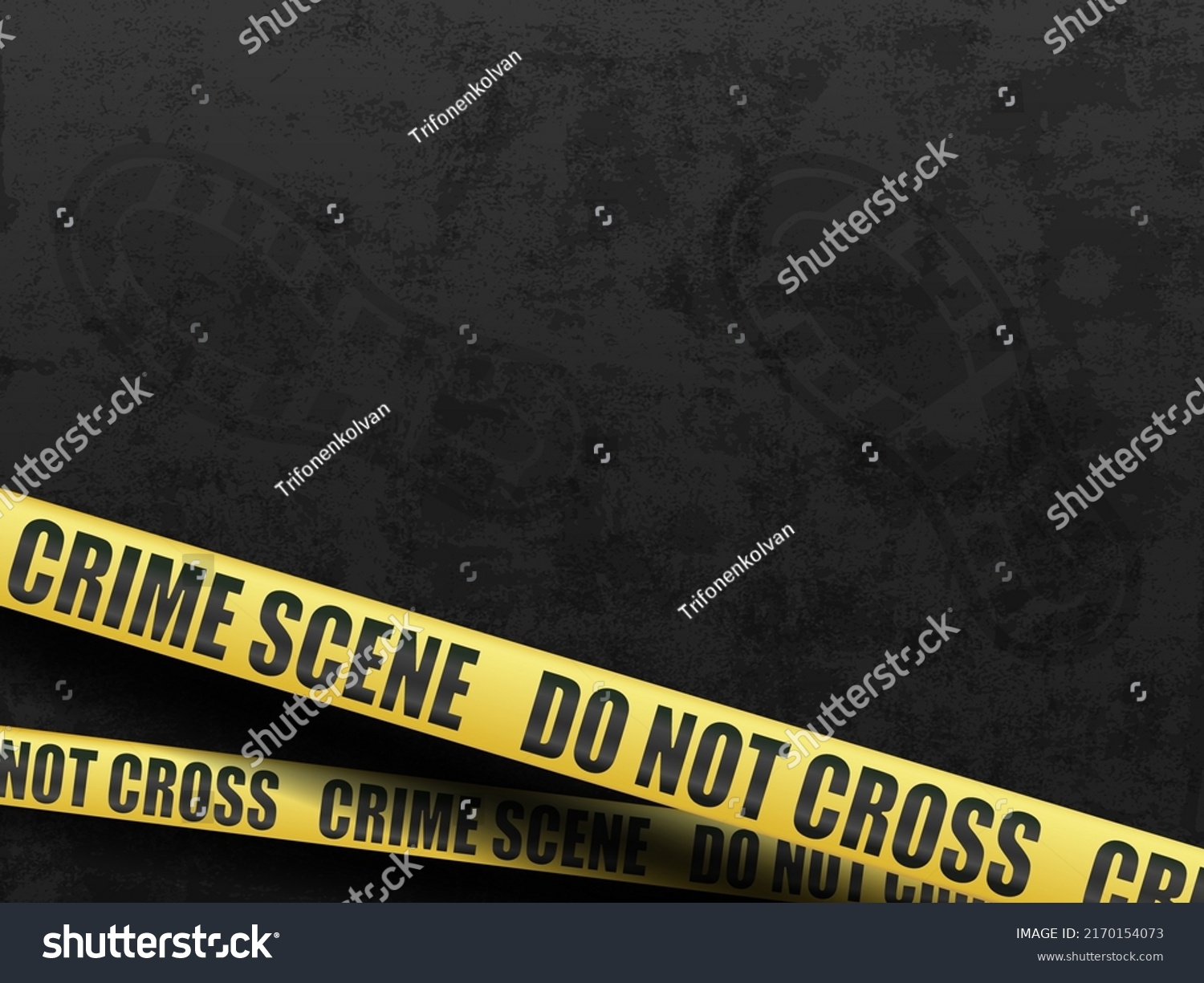 SVG of Crime scene. Yellow police barricade tape on a dark background with a footprint. vector illustration with place for text svg