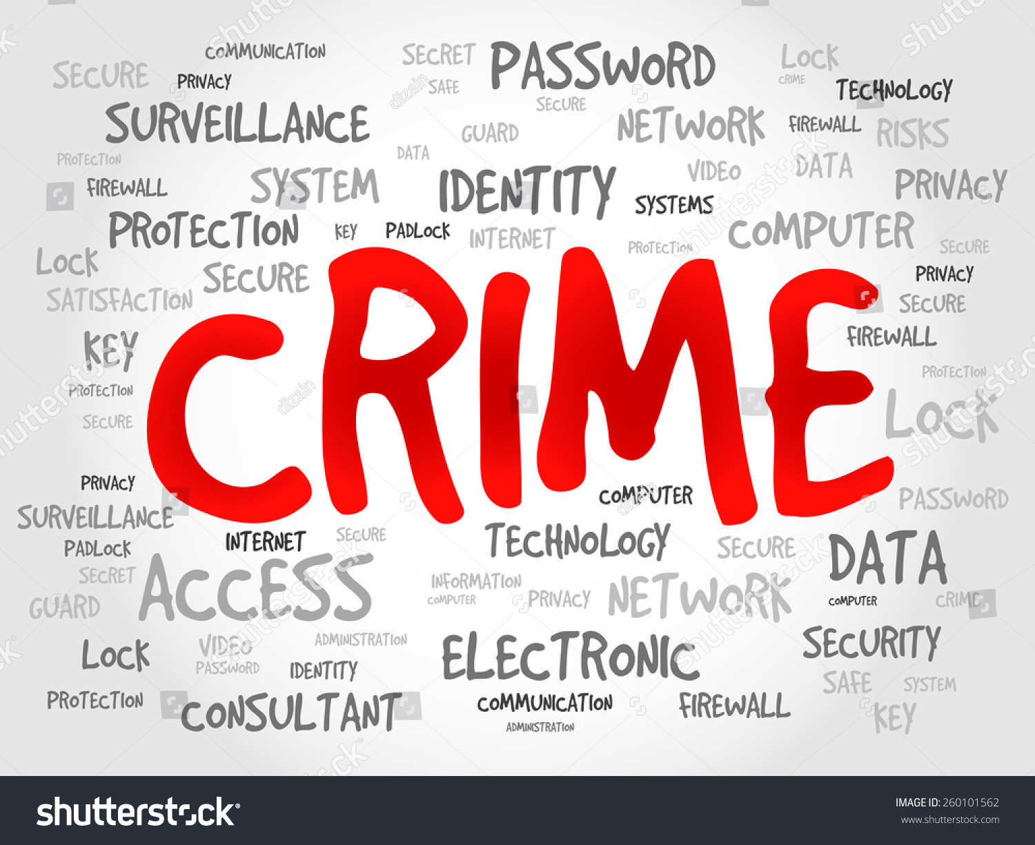 Crime Word Cloud Security Concept Stock Vector (Royalty Free) 260101562 ...