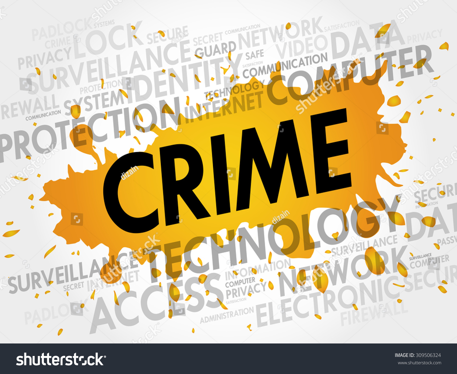 Crime Word Cloud Security Concept Stock Vector (Royalty Free) 309506324 ...