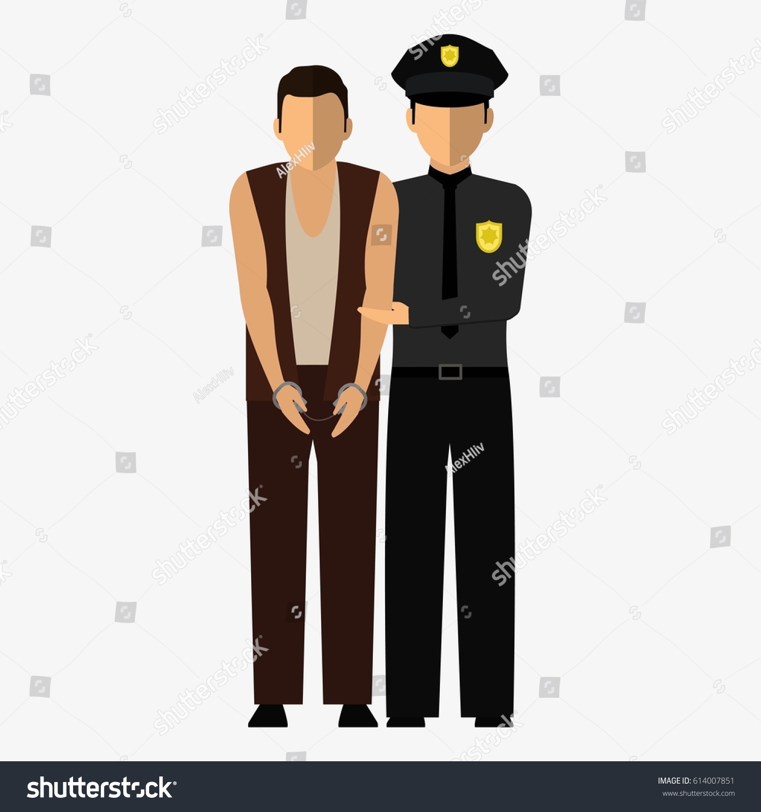 Criminal Offender Police Officer Flat Vector Stock Vector Royalty Free 614007851 7722