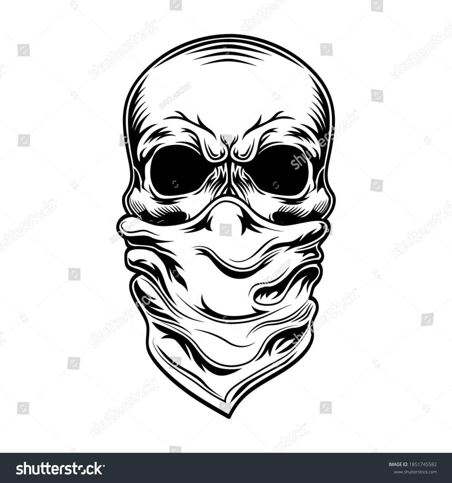 Criminal Skull Vector Illustration Head Skeleton Stock Vector (Royalty ...