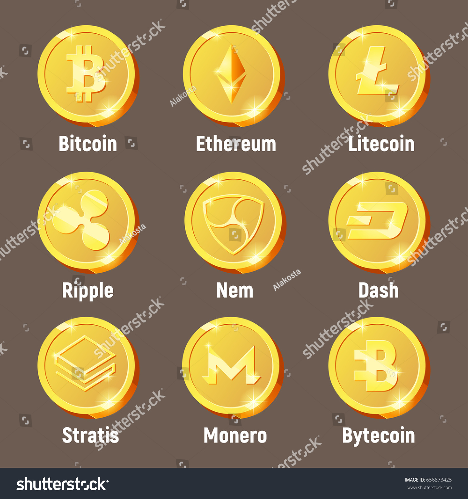 Cripto Currency Logo Coins Monero Bytecoin Stock Vector ...