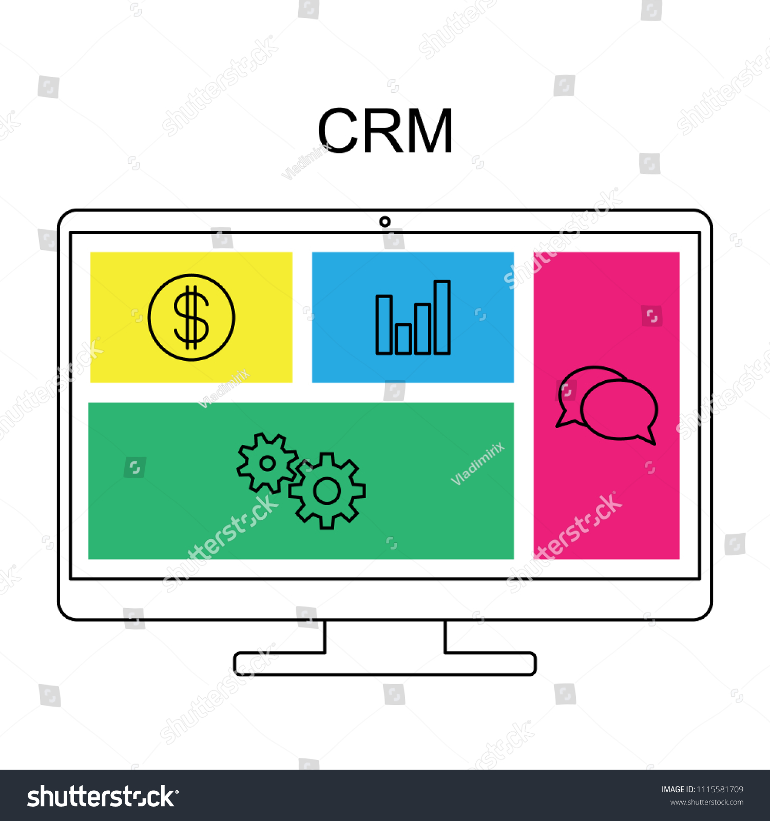 Crm Customer Relationship Management Concept Flat Stock Vector (Royalty ...