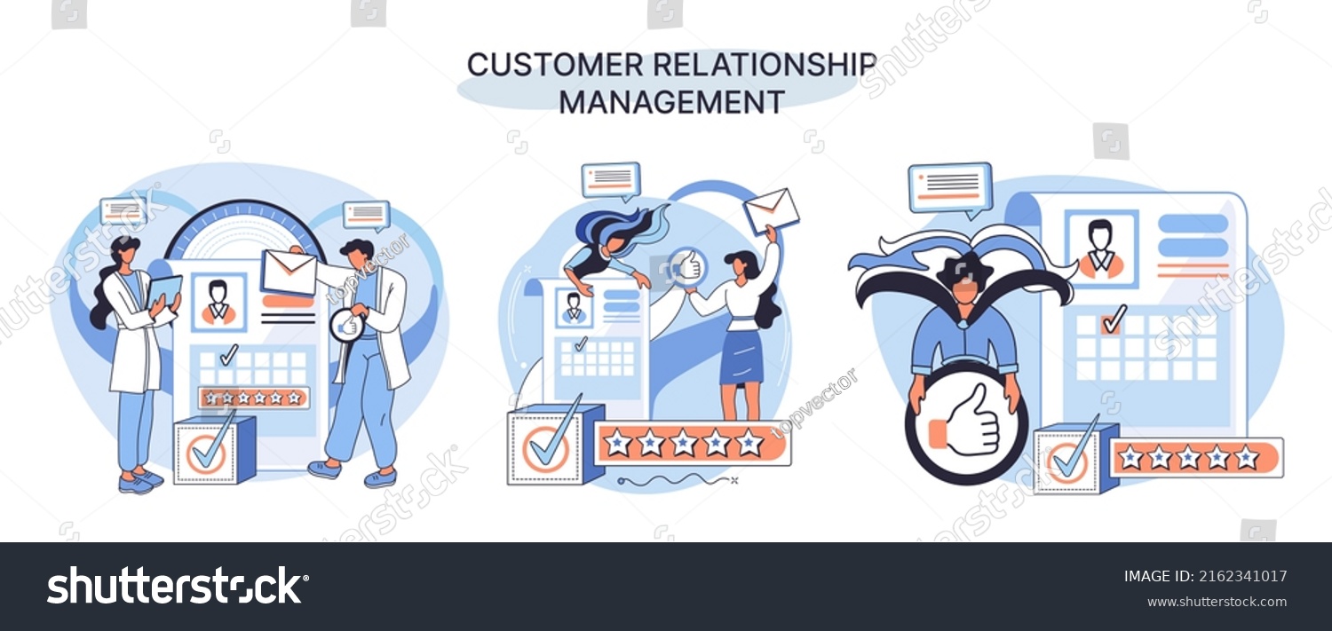 Crm Metaphor Customer Relationship Management Application Stock Vector ...