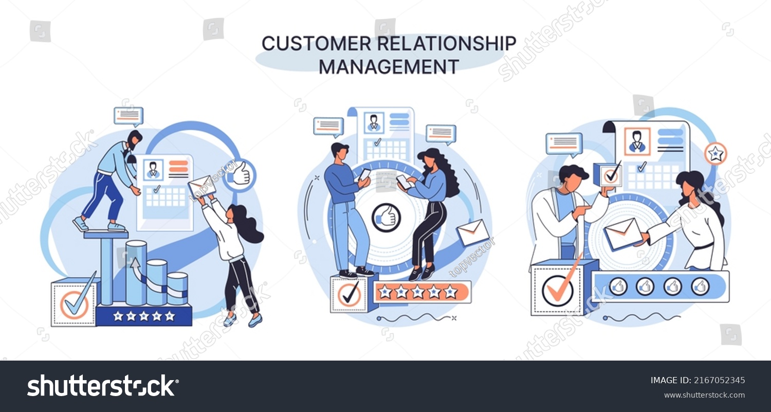 Crm Metaphor Customer Relationship Management Application Stock Vector ...