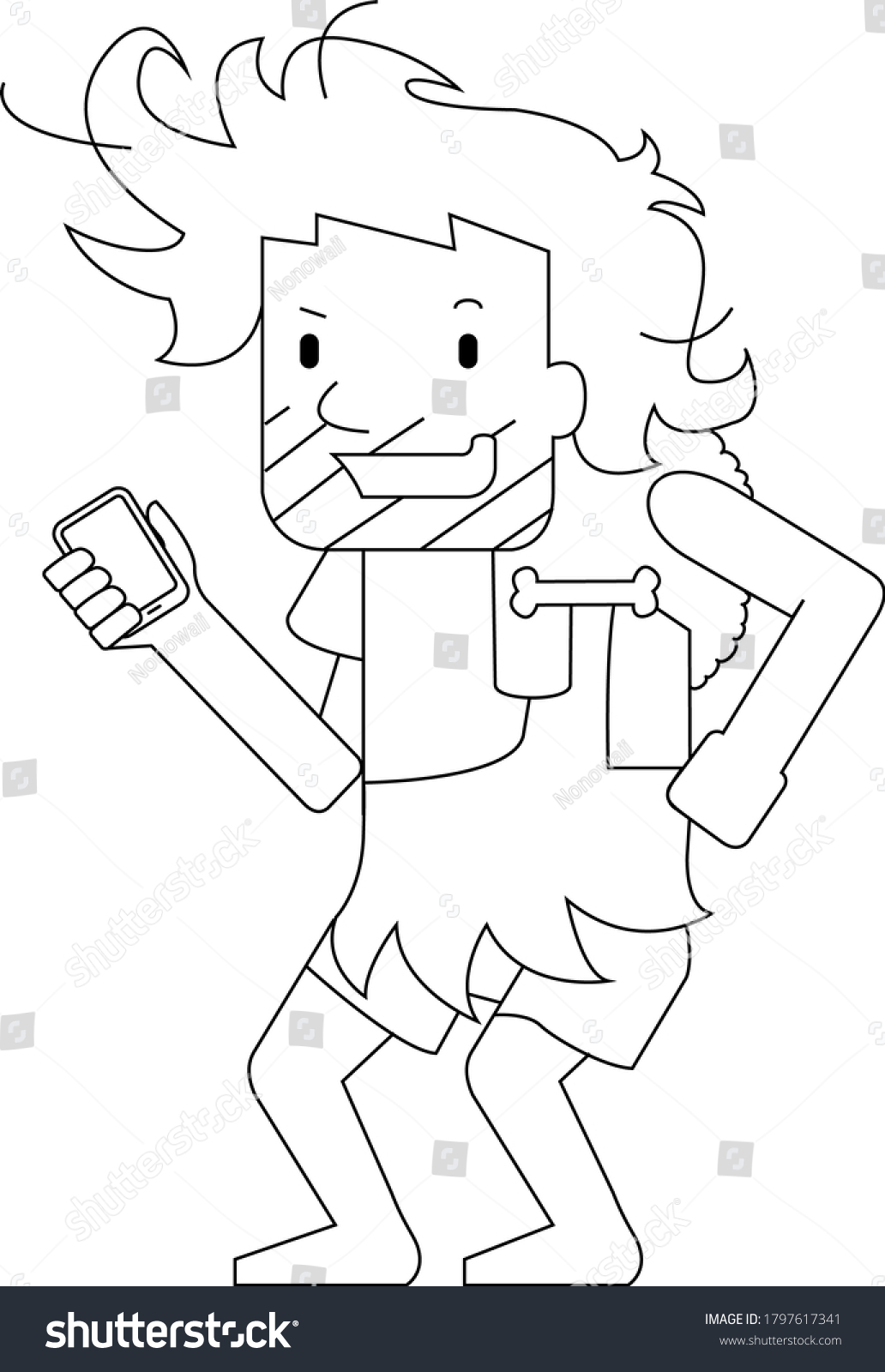 SVG of Cro-magnon character begin with a smartphone svg