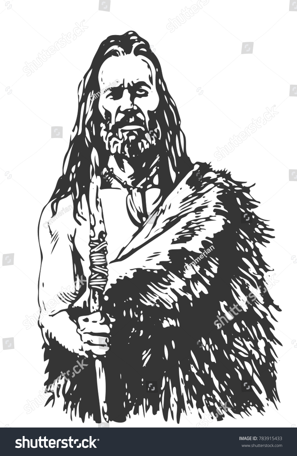 SVG of CRO-magnon in the skin of the beast with a spear svg