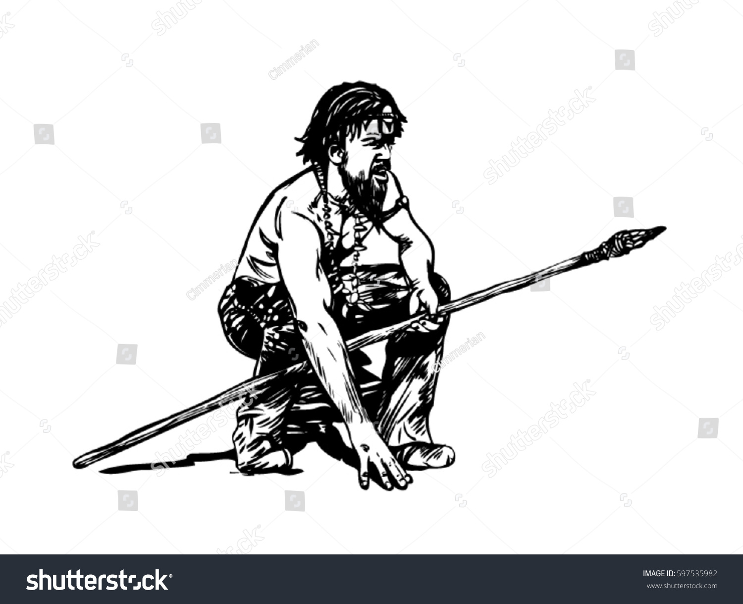 SVG of CRO-magnon, the young man (Homo sapiens). Graphics sketch. In the same portfolio there is a color image. svg