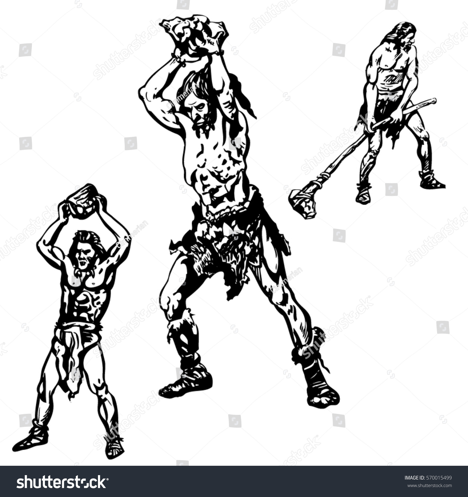 SVG of Cro-Magnons soldiers, the old man (Homo sapiens). Ancient people. Hand drawn illustration. svg