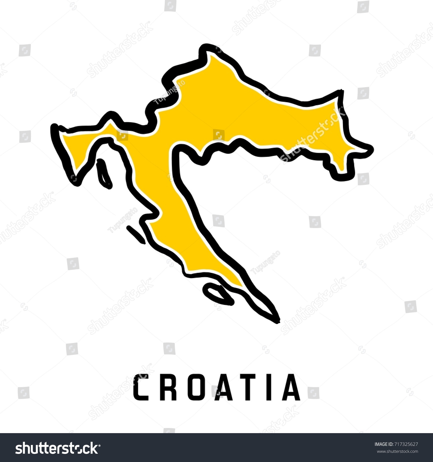 Croatia Simple Map Outline Simplified Country Stock Vector 717325627