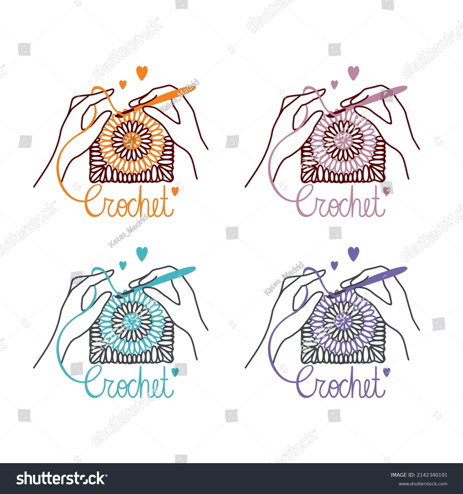 Crochet My Favorite Hobby Grandmas Square Stock Vector (Royalty Free ...