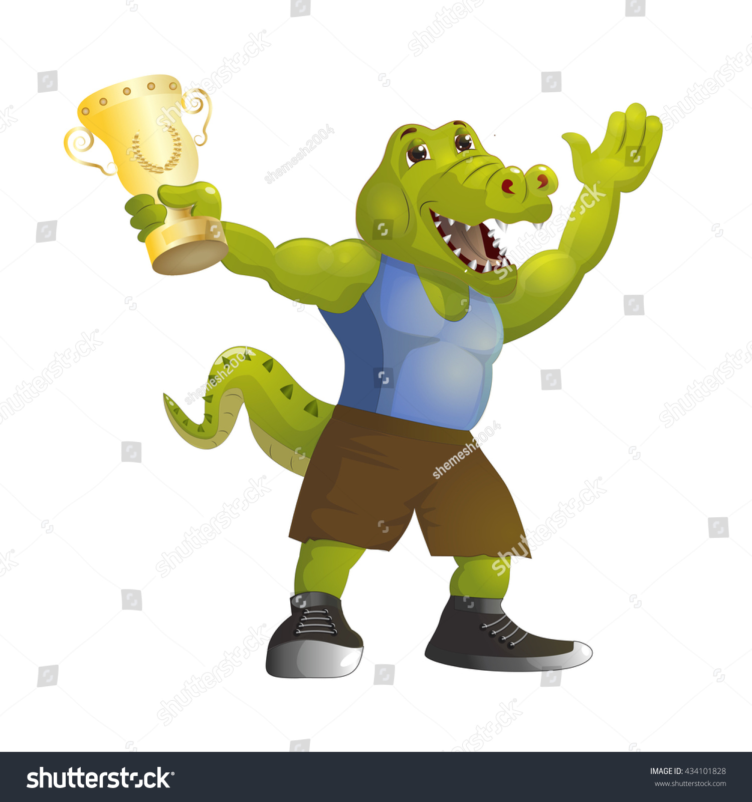 arabisk gøre det muligt for Lab Crocodile Champion Cup His Hands Stock Vector (Royalty Free) 434101828