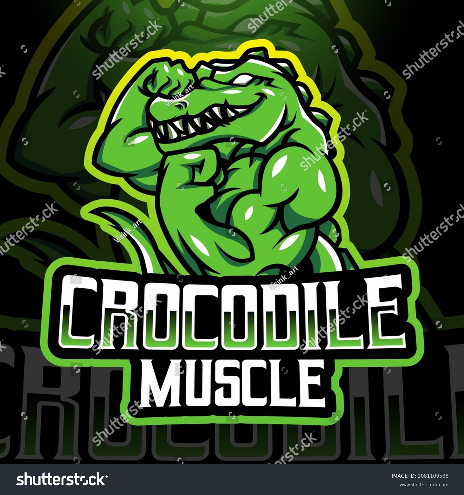 Crocodile Muscle Esport Mascot Logo Design Vetor Stock Livre De Direitos 2081109538