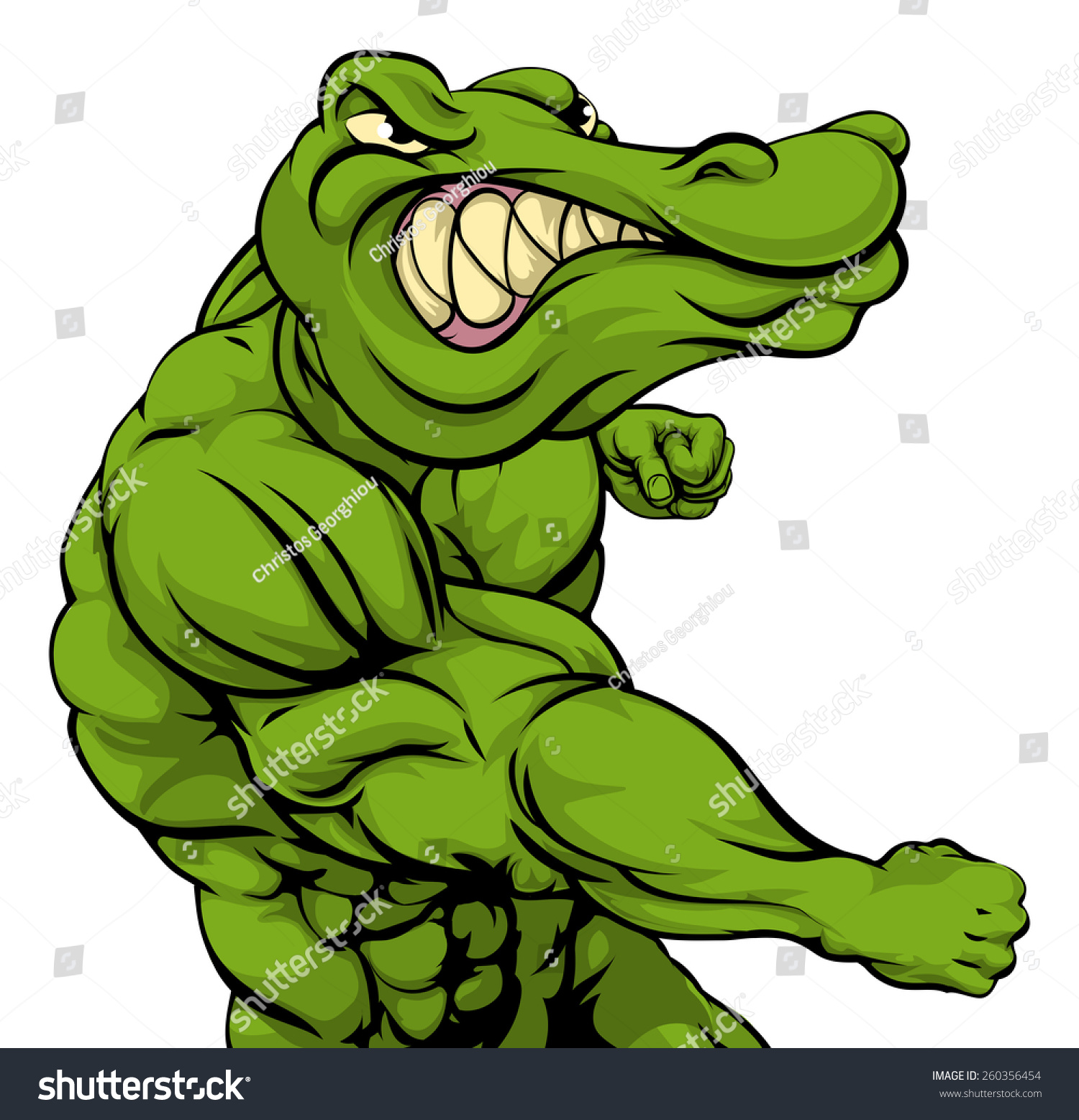 Crocodile Alligator Mascot Fighting Punching Viewer Stock Vector Royalty Free