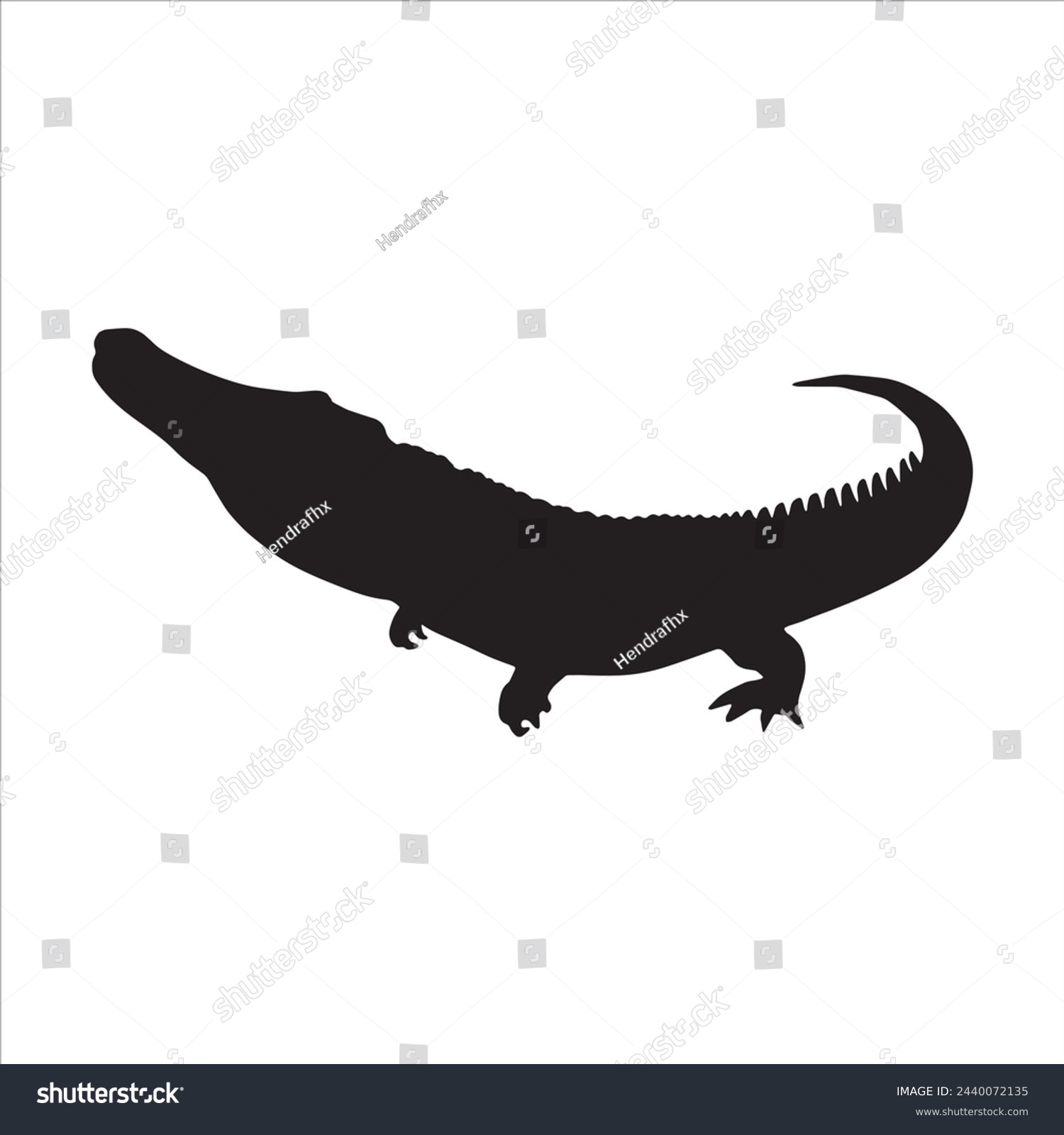 recommend clip art: crocodile silhouette set collection isolated black on white background vector illustration