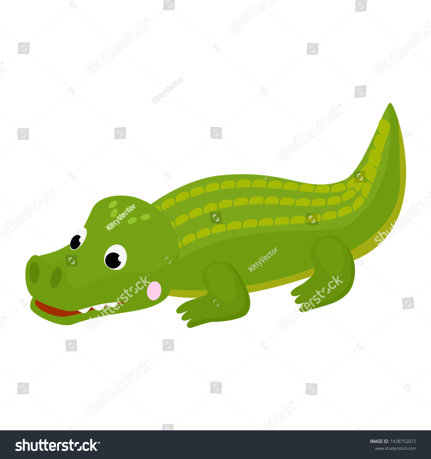 Crocodile Vector Cartoon Crocodilian Character Green のベクター画像素材 ロイヤリティフリー