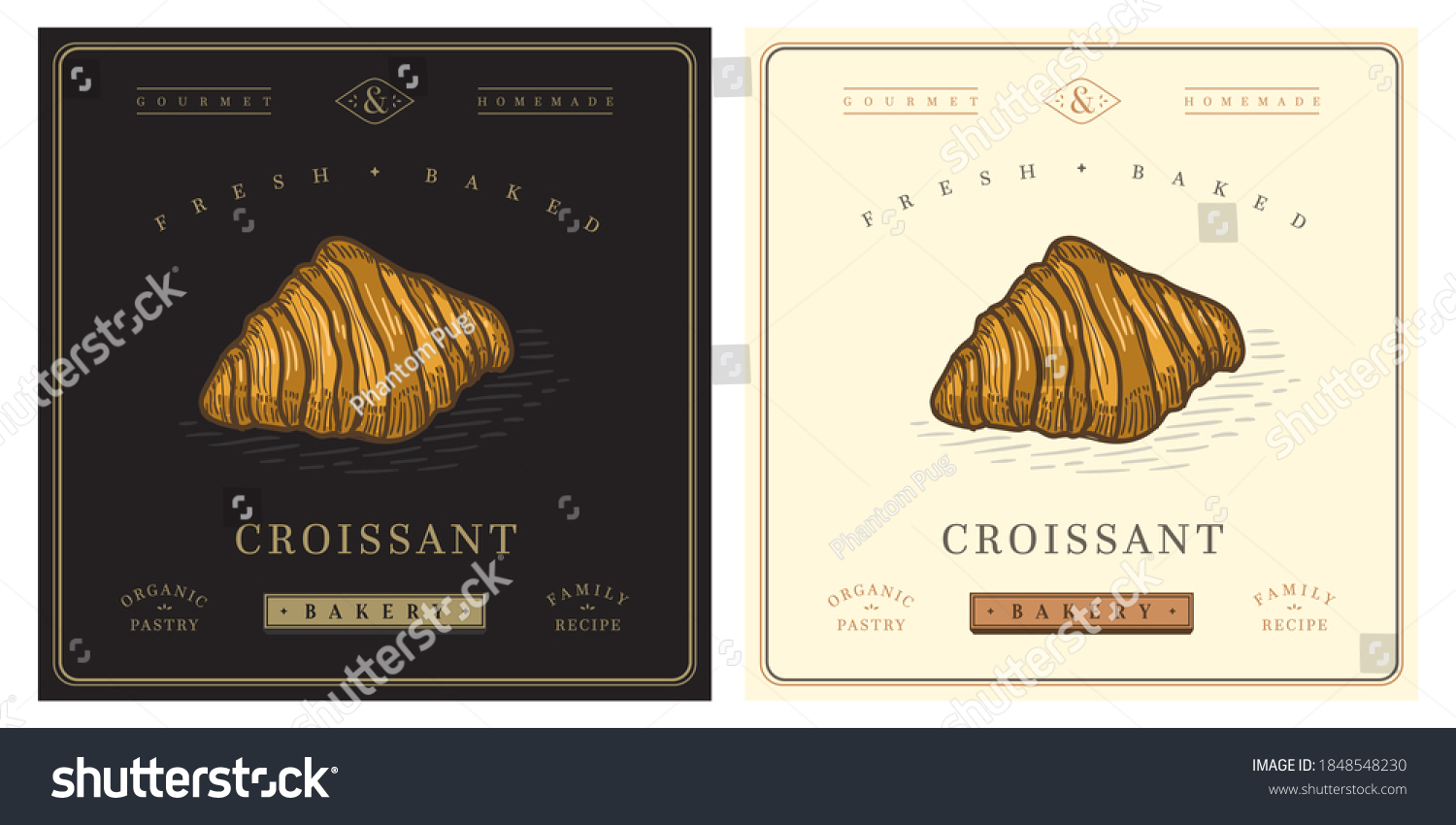 Croissant Bakery Logo Pastry Template Stock Vector (Royalty Free ...