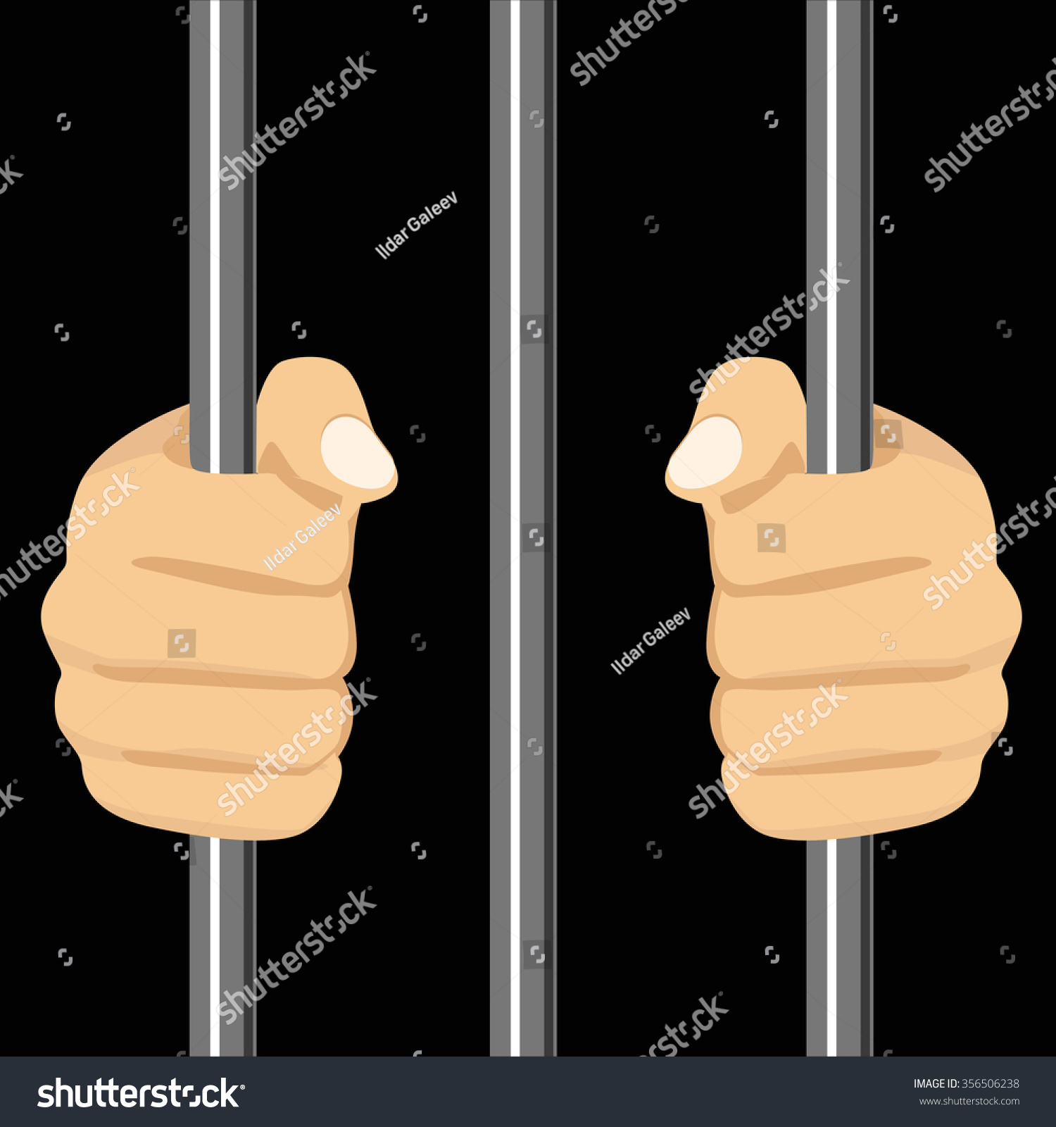 Cropped Illustration Of A Person Locked Behind Bars - 356506238 ...