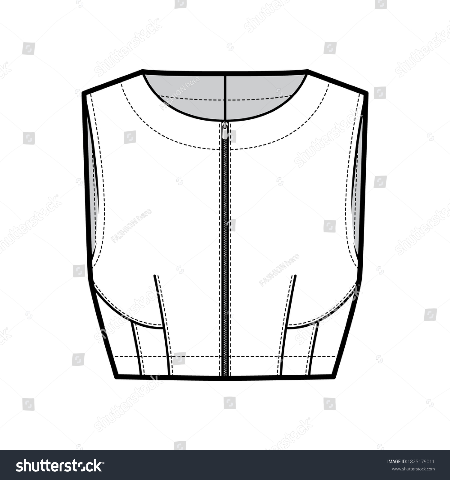 Cropped Top Technical Fashion Illustration Close Stock Vector (Royalty ...