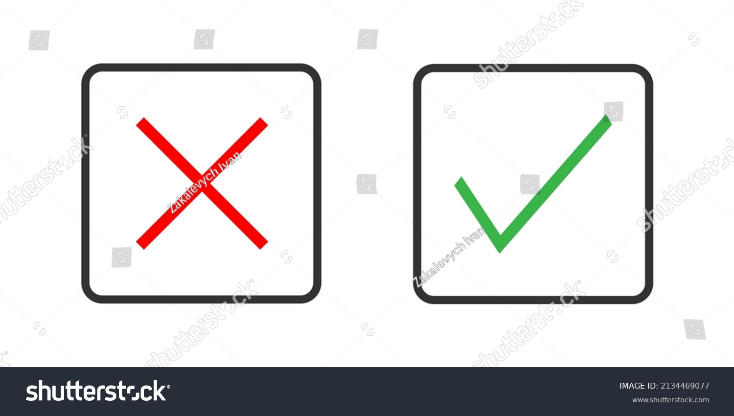 Cross Check Mark Icon Green Right Stock Vector Royalty Free Shutterstock