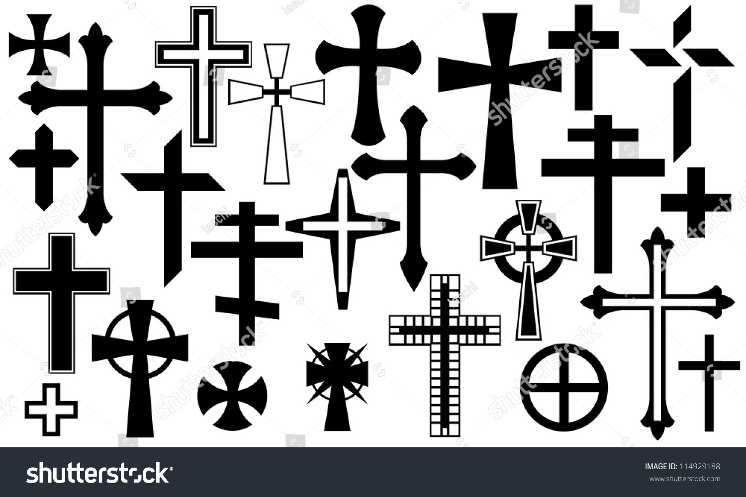 Cross Collage Isolated On White Stock Vector Illustration 114929188 ...