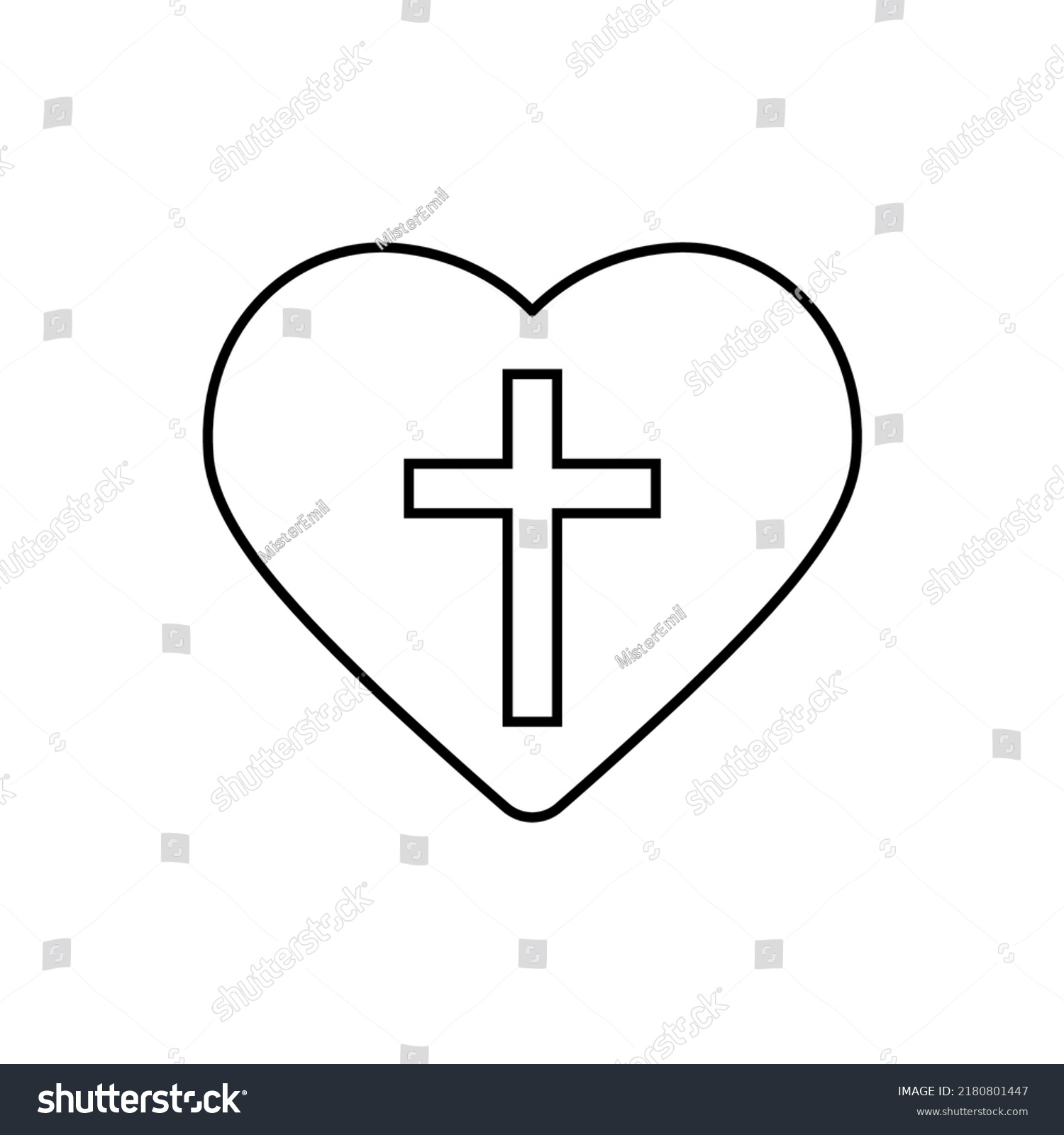 SVG of Cross in heart. Christian icon line style svg