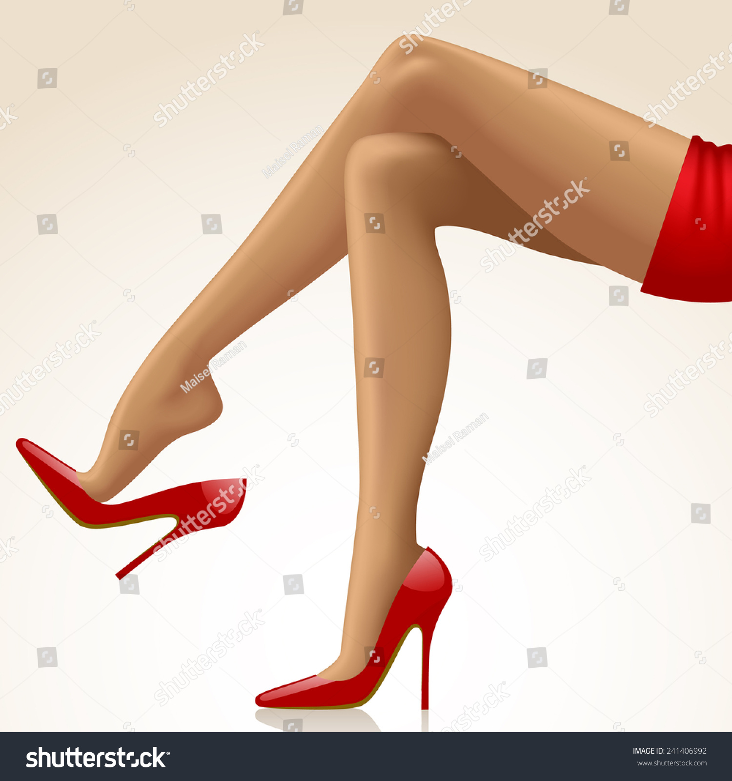 Crosslegged Legs Girl Highheeled Red Shoes Stock Vector (Royalty Free ...