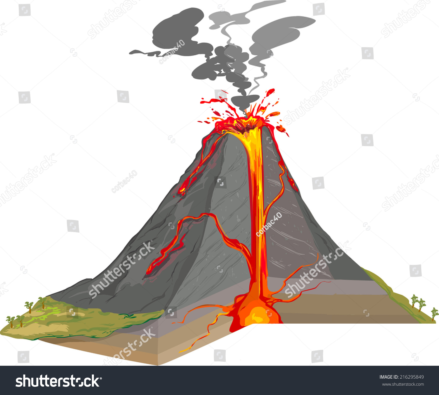 Cross Section Of Volcano Stock Vector 216295849 : Shutterstock