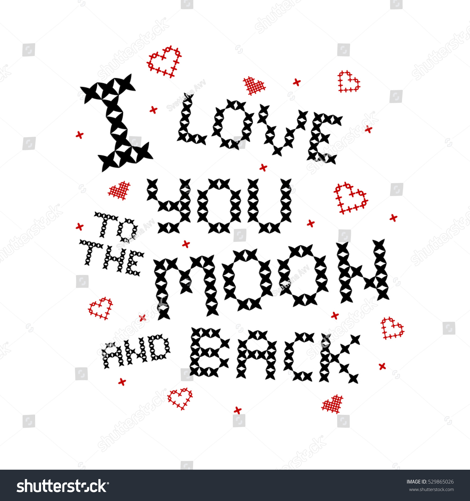 Cross Stitch Quote Love You Moon Stock Vector 529865026 ...