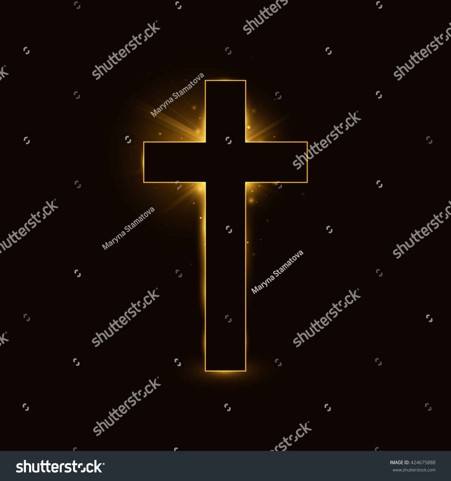 Cross Symbol Christian Faith On Black Stock Vector (Royalty Free ...