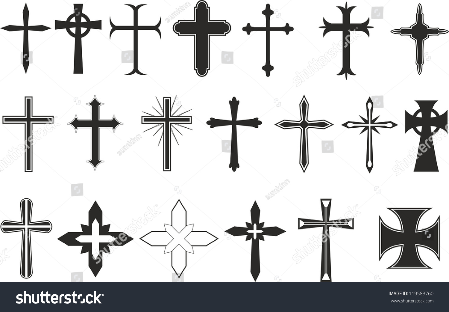 Cross Symbols Stock Vector Illustration 119583760 : Shutterstock