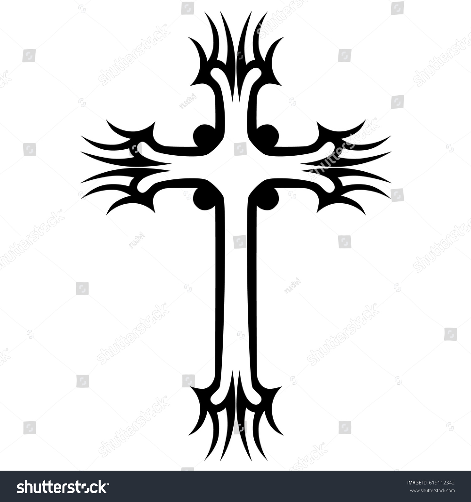 Cross Tattoo Tribal Design Isolated Vector Stock Vector Royalty Free   Stock Vector Cross Tattoo Tribal Design Isolated Vector 619112342 