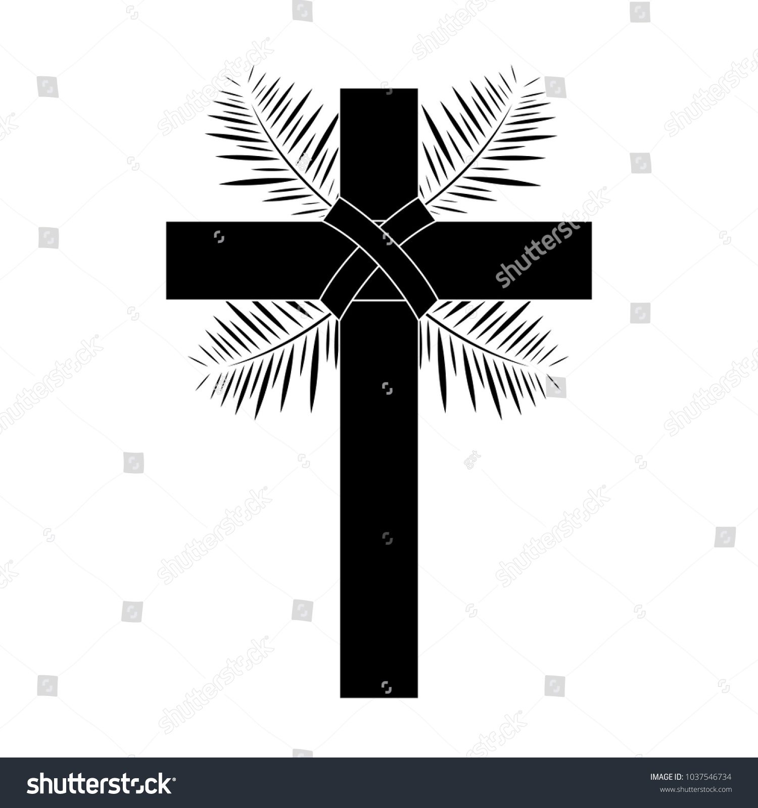 Cross Leaves Christian Catholic Paraphernalia Icon Stock Vector ...